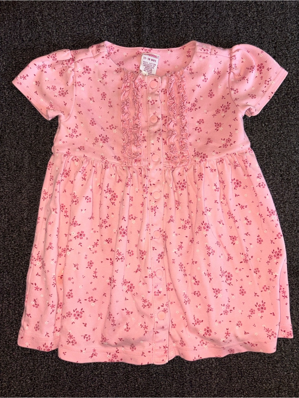 Vintage 2001 Gymboree Baby Girl Pink Floral Ruffle Dress 12-18M Y2K